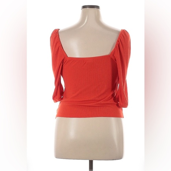 Nordstrom Open Edit Red V-neck Top Size 1X Plus Holiday Christmas Faux Wrap - Picture 2 of 4
